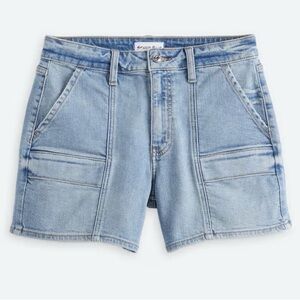 Denim High Rise Utility Shorts